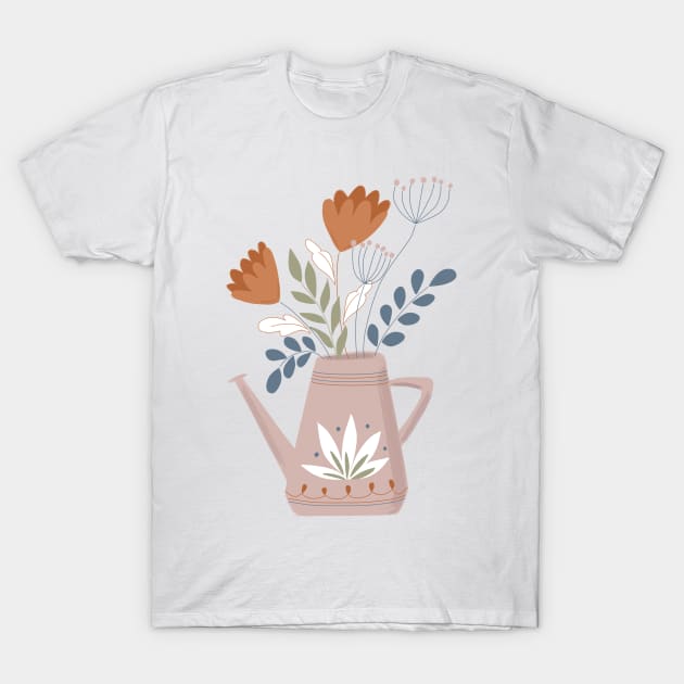 Watering Can with Flowers T-Shirt by LauraKatMax